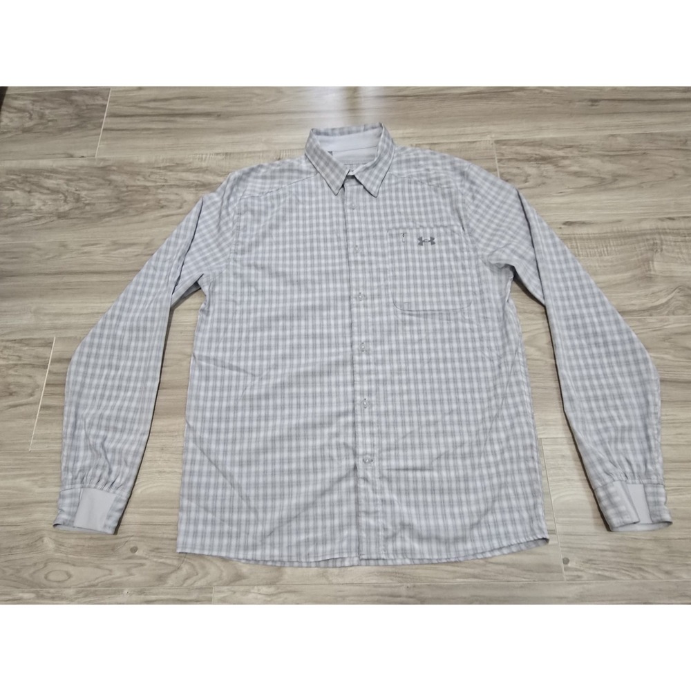 Under Armour Mens Button Shirt Large Gray